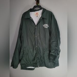 Vintage Levi's Jean Windbreaker Jacket Mens Size M Green Snap Button